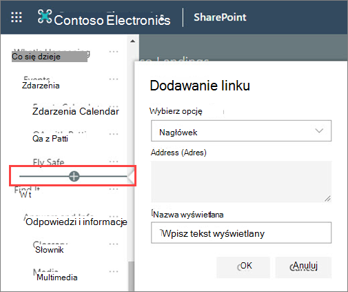 Obraz dodawania nowego nagłówka do nawigacji