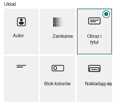 Sześć układów składnika Web Part transparentu