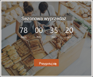 Zrzut ekranu przedstawiający składnik Web Part czasomierza odliczania