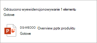 Zostanie wyświetlony komunikat potwierdzający odrzucenie wyewidencjonowania.