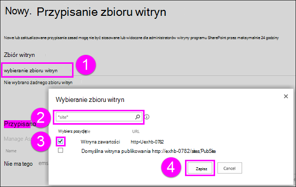 Wybieranie strony zbioru witryn