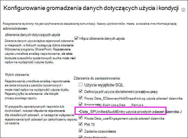 Opcja włączenia dzienników użycia DLP
