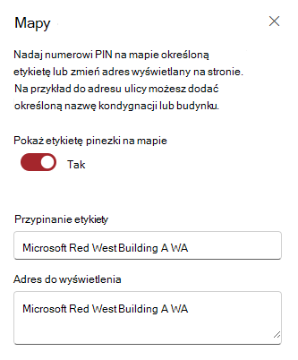 Edytuj etykietę i adres pin