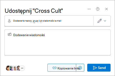 Okno dialogowe Udostępnianie w programie SharePoint.