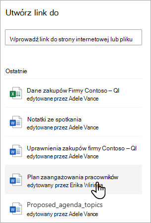 Zrzut ekranu przedstawiający ostatnio wybrany dokument w bibliotece dokumentów.