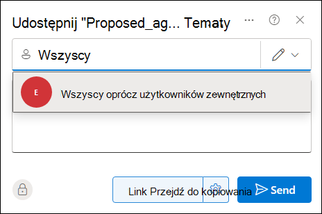 Udostępnianie dokumentu wszystkim przy użyciu okna dialogowego Udostępnianie