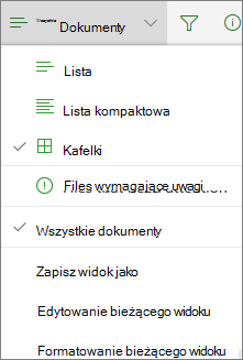 Office 365 Zmienianie widoku biblioteki dokumentów