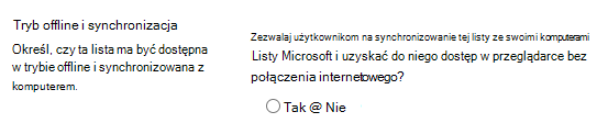 Ustawienie trybu offline i synchronizacji list