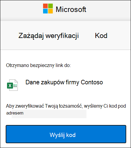 Okno żądania zewnętrznego udostępniania w usłudze OneDrive