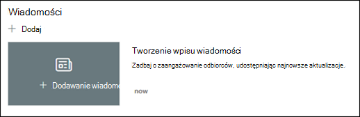 Podgląd składnika Web Part Wiadomości.