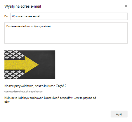 Zrzut ekranu przedstawiający opcję Wyślij ten wpis wiadomości pocztą e-mail.