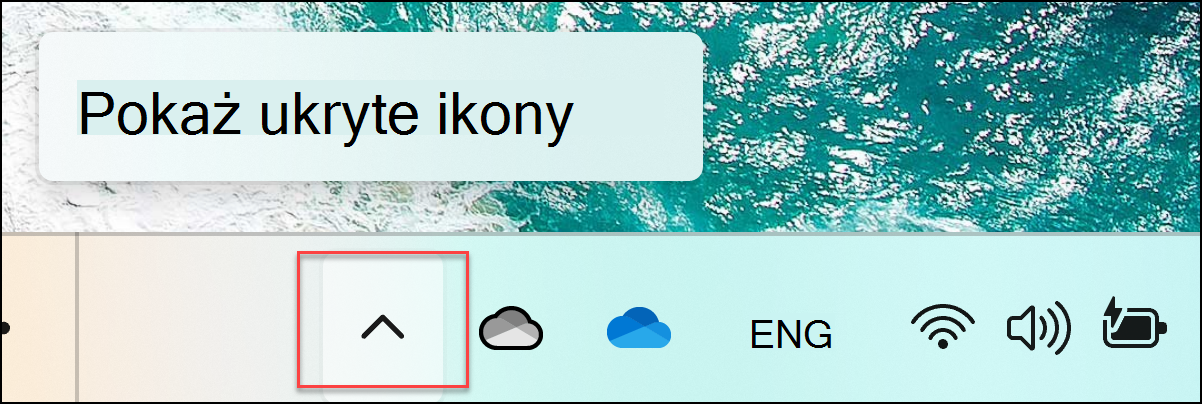 pokaż ukryte ikony