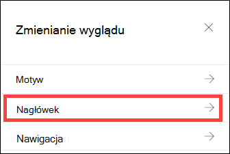 Okienko zmieniania wyglądu z zaznaczonymi opcjami nagłówka.