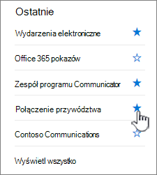 Kliknij gwiazdkę w witrynie na lewym pasku nawigacji