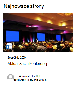 Przykładowy obraz miniatury strony w składniku Web Part Wyróżniona zawartość