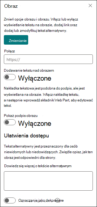 Przybornik składnika Web Part obrazu