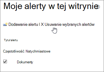 My Alerts manager with Delete selected alerts highlighted