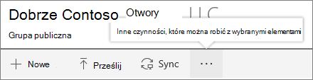 Menu Biblioteka dokumentów w programie SharePoint Onine