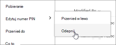 Wyróżnij plik z wyróżnionymi pozycjami Edytuj pinezkę i Odepnij