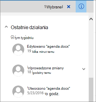 Lista ostatnich działań
