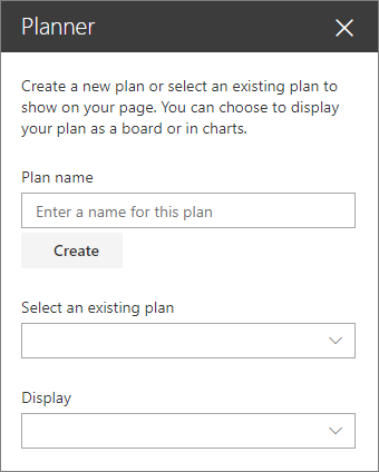 Zestaw narzędzi składników Web Part aplikacji Planner