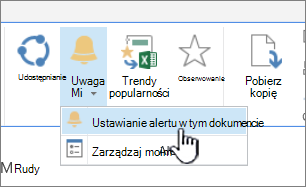 Na karcie Files z wyróżnioną pozycją Ustaw alert w tym dokumencie