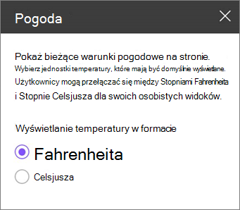 Okienko narzędzi Pogoda