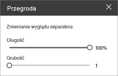 Okienko szczegółów składnika Web Part separatora w usłudze SharePoint Online podczas edytowania witryny