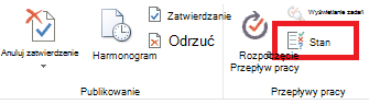 Wstążka z przyciskiem stanu zatwierdzenia