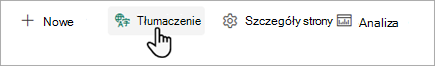 Zrzut ekranu przedstawiający miejsce rozpoczęcia tłumaczenia strony programu SharePoint.