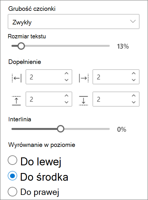 Opcje formatu tekstu
