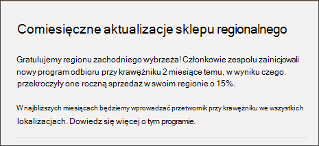 zrzut ekranu przedstawiający składnik Web Part tekstu
