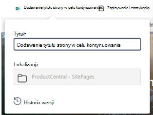 Pole tytułu na pasku poleceń