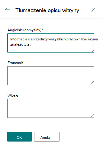 Tłumaczenie opisu witryny