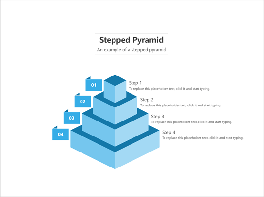 Miniatura obrazu przykładowego pliku programu Visio dotyczącego diagramu piramidy krokowej.