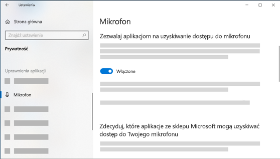 Ustawienia mikrofonu
