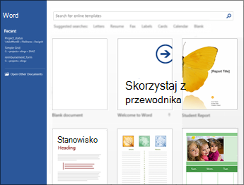 Ekran startowy programu Word