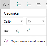 Menu formatowania czcionki