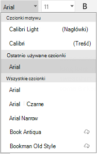 Lista czcionek