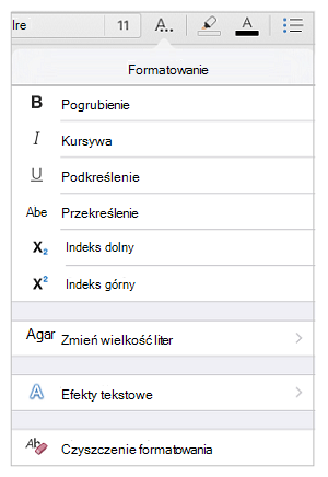 Opcje formatowania tekstu