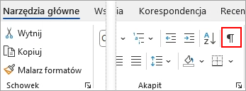 Wyróżniona ikona Pokaż/ukryj na karcie Narzędzia główne.