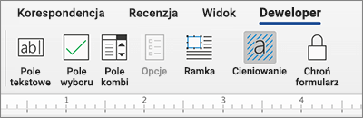 Karta Deweloper z kontrolkami zawartości