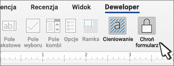 Przycisk Chroń formularz na karcie Deweloper