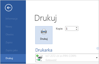 Karta Drukuj w widoku Backstage