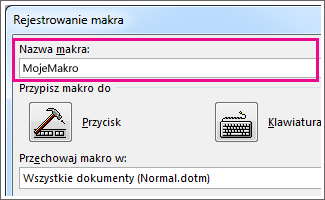 Pole Nazwa makra