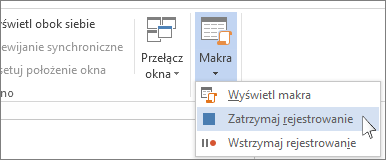 Polecenie Zatrzymaj rejestrowanie