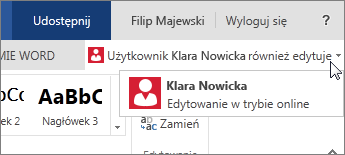 Autorzy w aplikacji Word Online