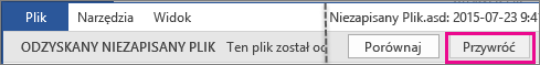 Otwieranie niezapisanego pliku w pakiecie Office 2016