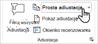 Zrzut ekranu przedstawiający miejsce, w którym można ustawić poziom adiustacji, która ma być widoczna w dokumencie Word.