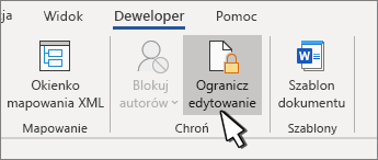 Przycisk Ogranicz edytowanie